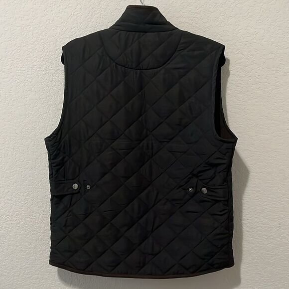 MAGASCHONI Women's Full Zip Diamond Quilted Vest, Black/Brown, Size S - Picture 6 of 11